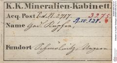 Etiketten zu Kupfer Gediegen (NHMW-MIN-Aw121)